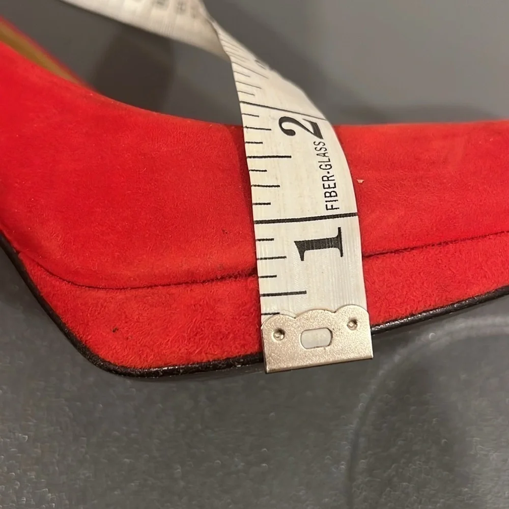 St. John Red Suede Pumps - Size 7 - Classic Platform High Heel Shoes